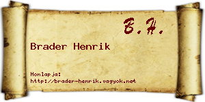 Brader Henrik névjegykártya